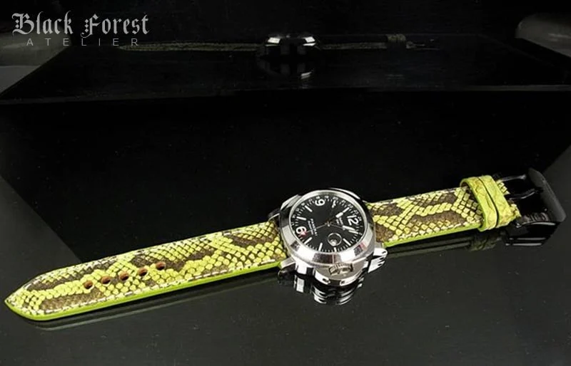 Handgefertigtes Uhrenarmband 24mm/24mm aus echtem Pythonleder in Naturfarbe PY02 – Bild 3